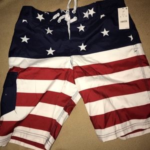 Brand New American Flag Swim Trunks